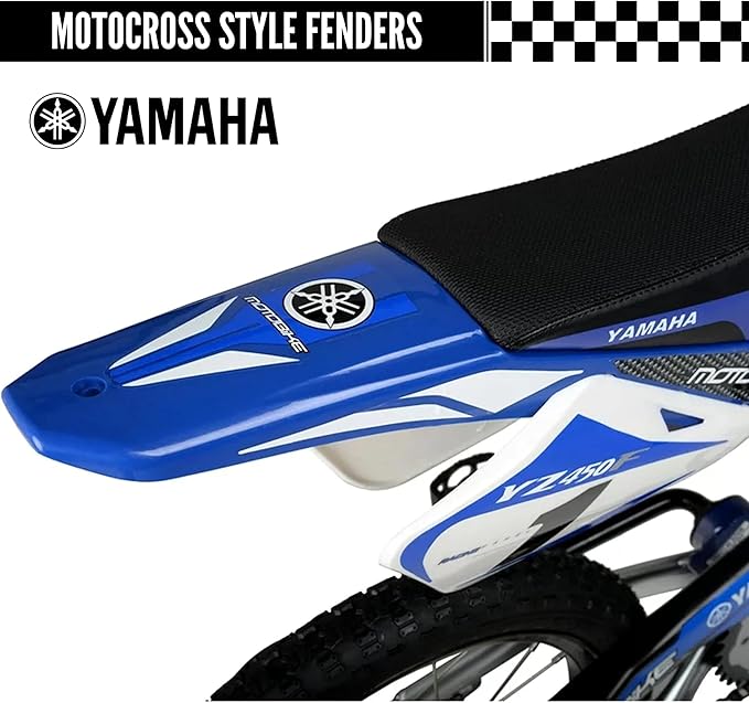 Yamaha 16 Inch Motocross Style Bike for Kids | Coaster Brake, Detachable Training Wheels | Safe Pedal Powered Bicycle for Toddlers Ages 4-8 | Great for Boys & Girls