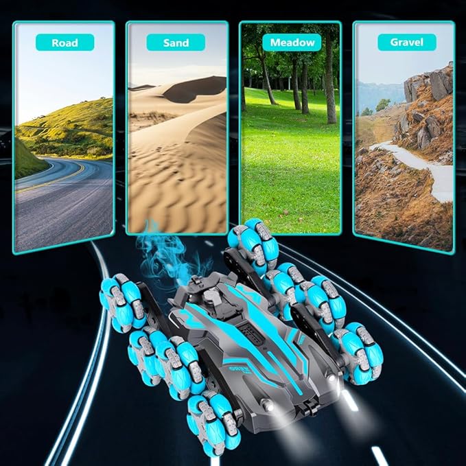 8WD Remote Control car,Gesture Sensing rc car 8 Wheels with Spray & Light, 2.4ghz rc Crawler for boy, 2 Rechargeable Batteries Christmas Toys Birthday Gifts for Kids 8 9 10 11 12