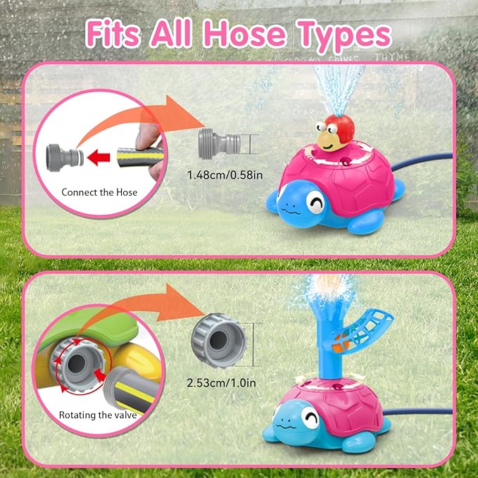4-in-1 Turtle Water Sprinkler for Kids Summer Toys, Outdoor Toys for Toddlers, Kids Sprinkler Water Toys, Backyard Games for Summer Fun, Backyard Games Splash Water Toys Gifts for Boys Girls Dogs