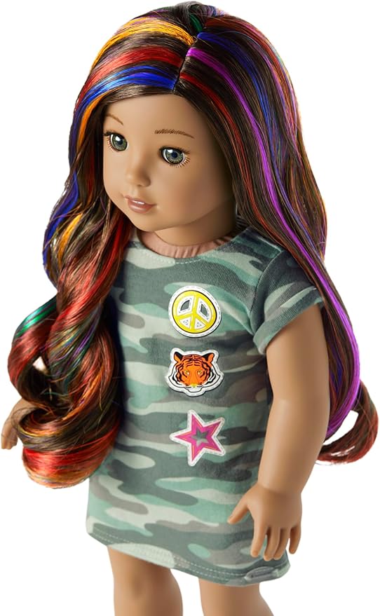 American Girl Truly Me 18-inch Doll #120 with Hazel Eyes, Dark-Brown Hair w/Highlights, Tan Skin, T-shirt Dress, For Ages 6+