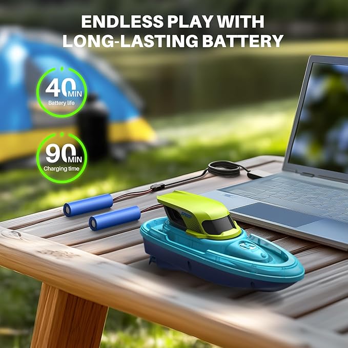 SYMA 2 Pack RC Boats for Kids 8-12, Remote Control Racing Boat Set for Pool with LED Lights,40 Mins Playtime(2 Batteries) and One-Key Water Spay, Summer Gifts Toys for Boys and Girls