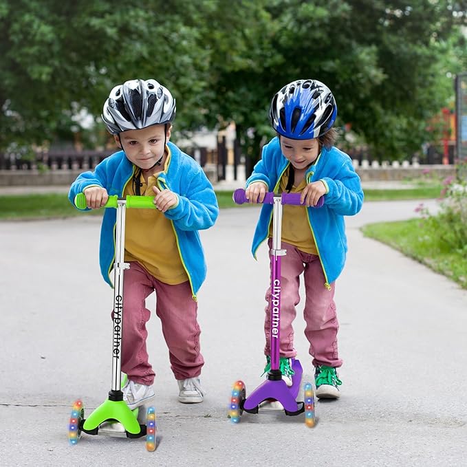 Kids 3-Wheel LED Kick Scooter - Adjustable Height, Lean-to-Steer for Boys & Girls Ages 3-8