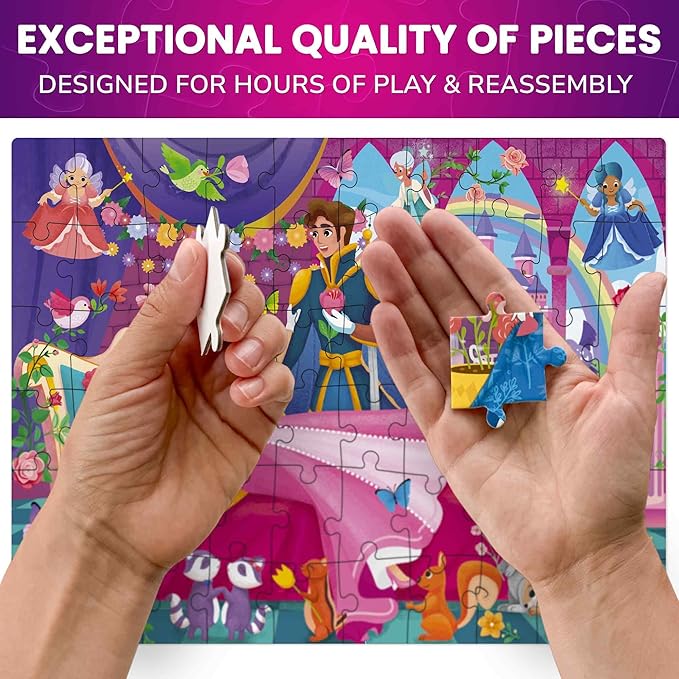 QUOKKA Puzzles for Kids Ages 4-6 – 4-Pack 60-Piece Puzzles for Kids – Fairy Tale Jigsaw Puzzle Set – Toddler Puzzles Ages 4-6 – Educational Learning Toys – FSC Certified – Gift for 5 Year Olds