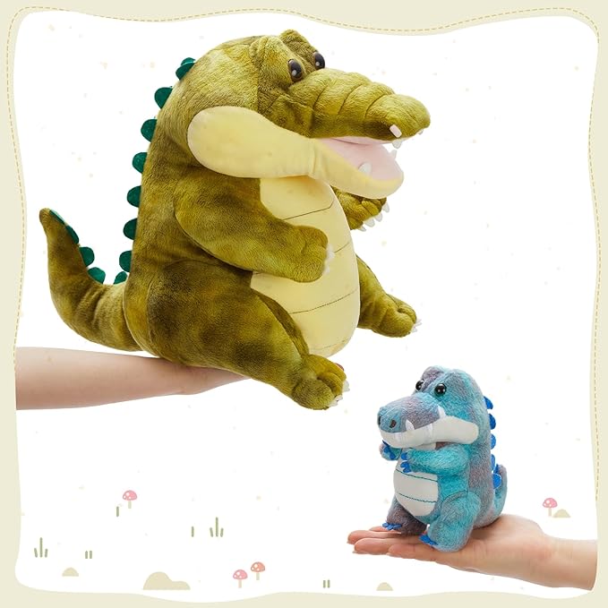 MorisMos Crocodile Stuffed Animal with 3 Baby Inside, 13.7" Stuffed Crocrodile Plush Toy, Mommy Alligator Stuffed Animal with 3 Baby Toys, Stuffed Alligator Plush for Boys & Girls Birthday Gift