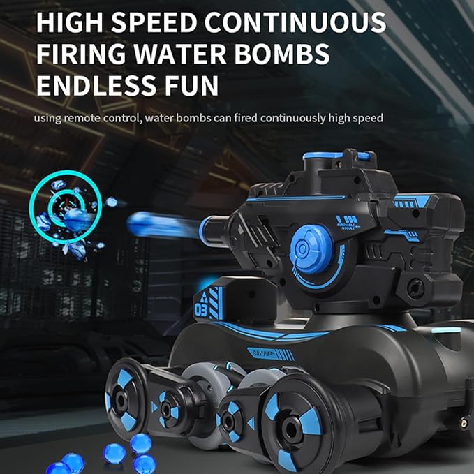 RC Tank That Shoots, RC Stunt Car Shooting Water Bullets, Gesture Sensing Remote Control Tank with 360?Rotation, Spray, Light and Music, 2.4GHz 4WD All Terrains RC Cars for Kids (White)