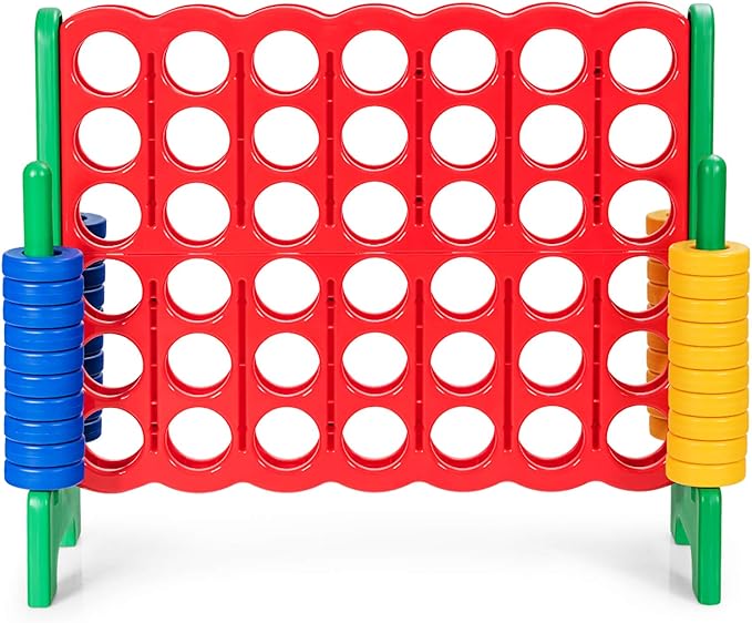 ARLIME Giant 4 in a Row Connect Game, 47'' Jumbo 4-to-Score Toy Set W/Quick-Release Lever, Build-in Ring, Jumbo Sized for Kids & Adults, Oversized Floor Activity for Indoor & Outdoor Play