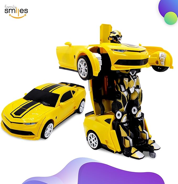 Kids Transforming Robot RC Car Toys for Boys 8-13 Remote Control Gift Yellow