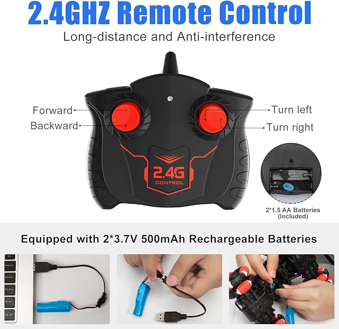 Eulogia Drift Climbing Stunt Car, 2.4GHz Remote Control Car, 360° Rotation RC Truck, Suitable for 5+ Years Old Boys and Girls Children, Thanksgiving Gifts, Birthday Gifts(Red)