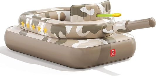 QPAU Inflatable Tank Pool Float for Adults & Kids – Ride-On Camouflage Floaty with Water Cannon, Swim Raft Toy for Boys Girls Ages 6+, Lake Beach Backyard Party Floaties