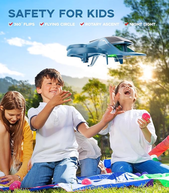 SYMA Remote Control Helicopter, 2.4Ghz Aerobatic Drone with Altitude Hold, One Key Take Off/Landing, Headless Mode, LED Lights, Ideal Gift for Kids, Bule