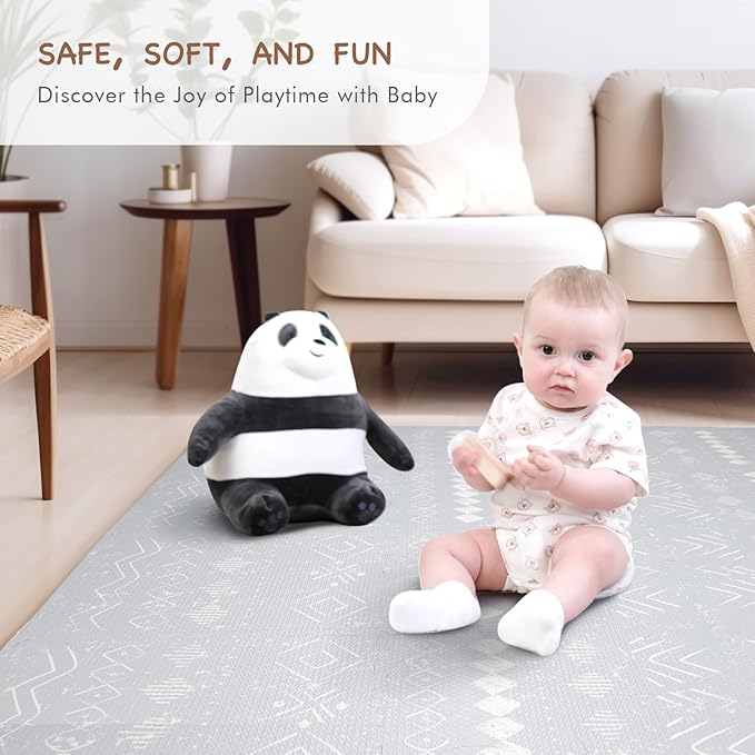 TCBunny 16 Interlocking Tiles and Edges Baby Play Mat for Kids & Toddlers - 5.6 X 4 FT (Bohemia Style)