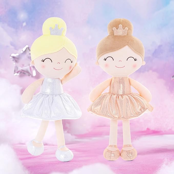 Gloveleya Baby Girl Gifts Baby Dolls Soft Doll Glitter Fish Scale Skirt Girl White 12inches