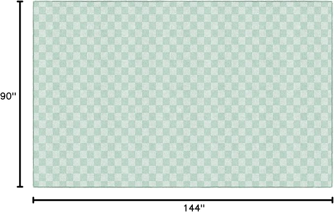Flagship Carpets Schoolgirl Style Mint Checkerboard Educational Area Rug for Kids Room Seating Décor, Children's Classroom, Play Carpet for Teaching and Playroom, 7'6" x 12', Green