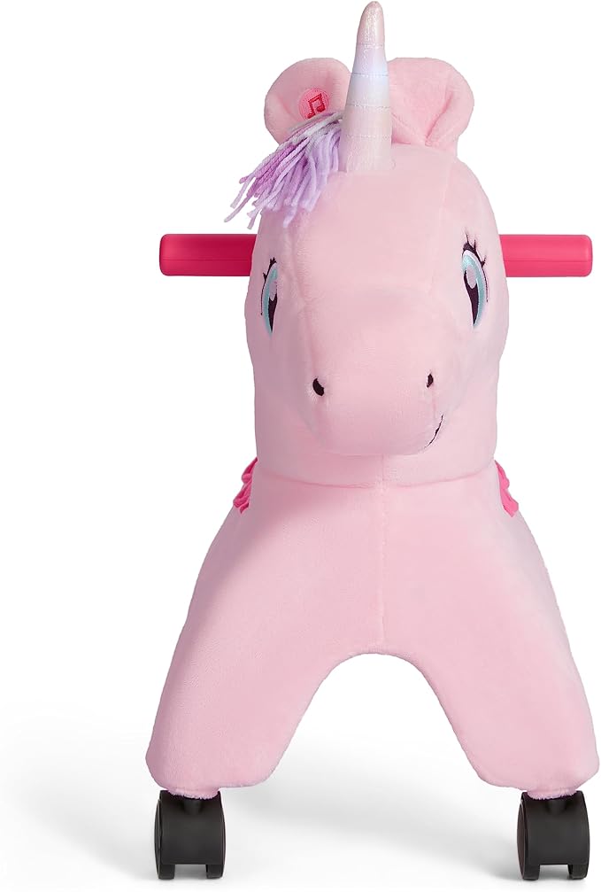 Radio Flyer Shimmer The Magical Unicorn with Interactive Lights and Sounds, Ride On Toy for Toddlers Ages 1-3, Pink Unicorn Toy for Kids