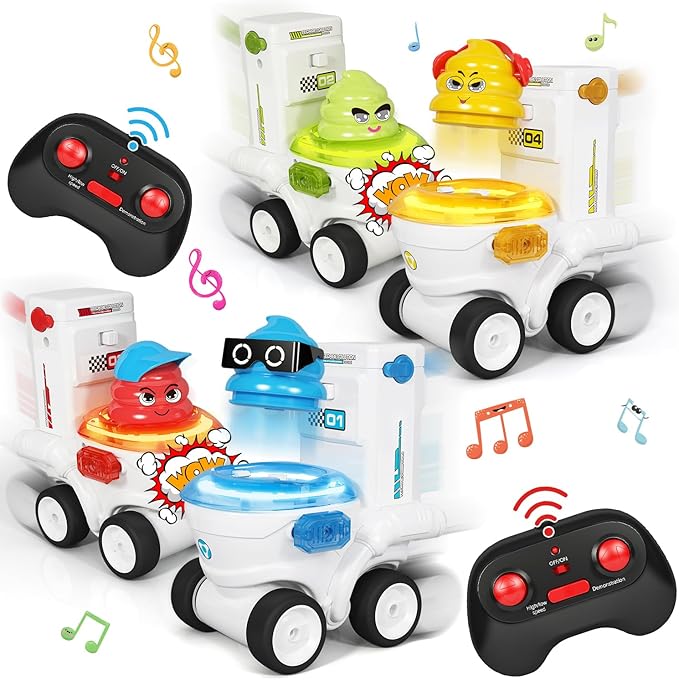 Remote Control Car Toys Set of 4 for Kids Rechargeable RC Car Ejecting Bumper Car with LED Light & Music Effects RC Vehicle Birthday for Kids Age 3 4 5 6 7 8+ Family Interaction