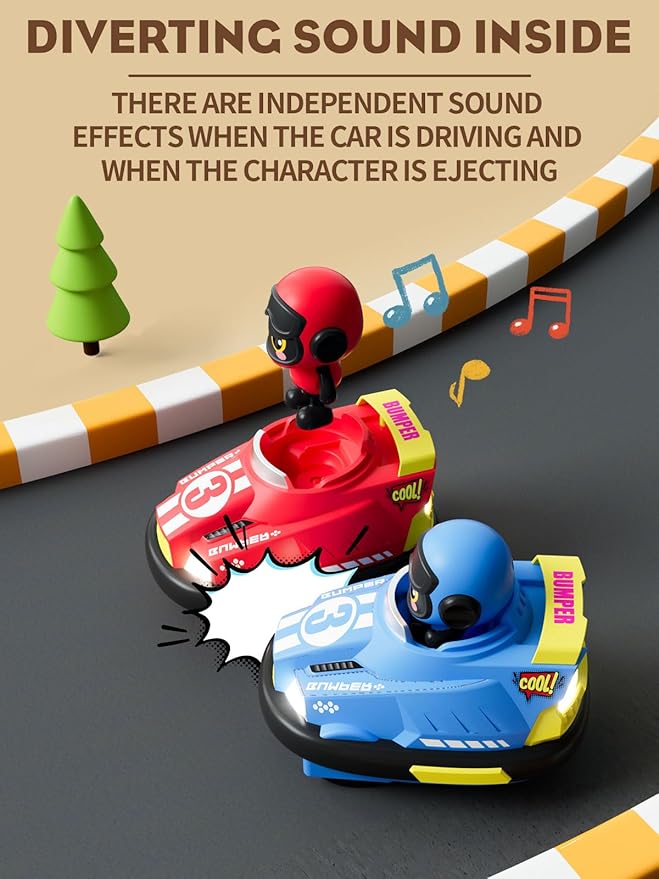 ATHLERIA 2pcs Toddler Remote Control Car Toys for Kids Age 3+,RC Bumper Car Race Vehicles,Two Player Competitive Games,Christmas Birthday Twin Gifts for 4 5 6 7 8+ Year Old Boys Girls Teens(Blue+Red)