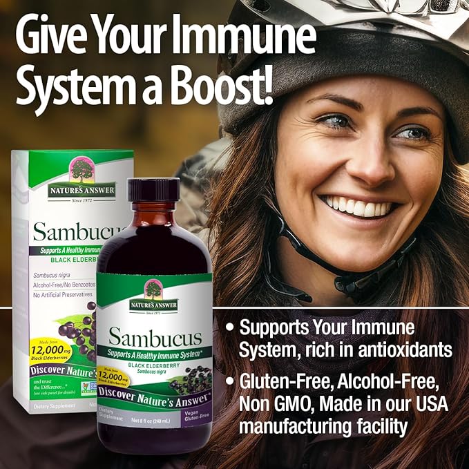 Nature's Answer Sambucus Elder Berry Extract Syrup 8 Ounce (3 Pack) | Daily Immune Support | Packed with Antioxidants | Family Friendly | Flue Season Defender