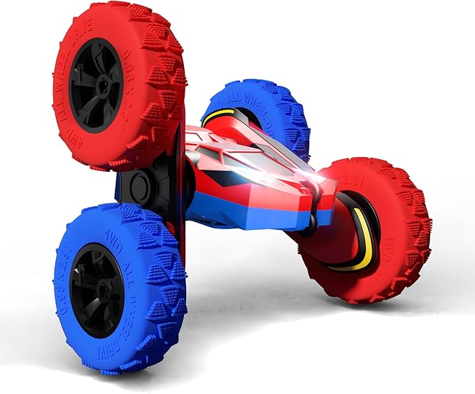 Threeking RC Stunt Car Remote Control Cars with Lights Double-Sided Driving Indoor Outdoor Toys Gifts Presents for 6 7 8 9 10 11 12 Year Old Kids Boys Girls
