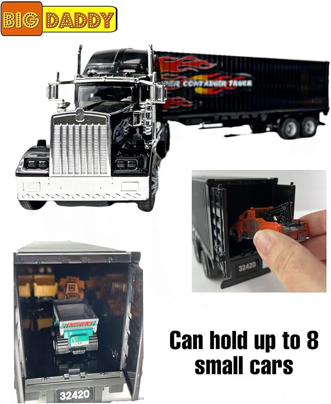 Big-Daddy Heavy Duty Tractor Trailer Cargo Transporter with Remote-Controlled Cargo Hold