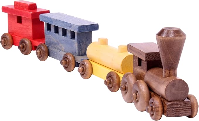AmishToyBox.com Wooden Train Toy Play Set - 24" Long - CPSIA-Approved Finish (Circus Splash)