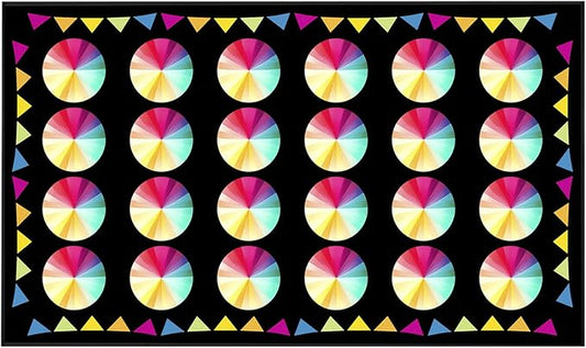 Classroom Rug Carpet for Elementary School Daycare Nursery Rug Non Slip Soft Washable Seating Rug Seats Teacher Rug Colorful Foldable Rolling Packing (6.5 x 9.8ft, B014-ColorCard-Economy)