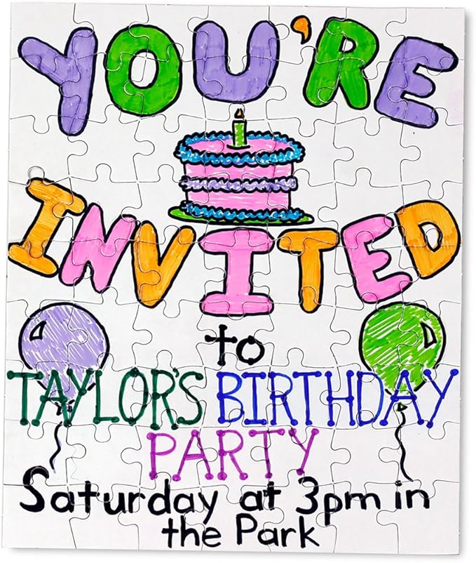 Hygloss Products 4 Blank Jigsaw Puzzles with Envelopes – 8.5 x 11 Inch, 63 Pieces Each – DYI Party invites, Perfect for Decorating, Kids' Activities, Arts & Crafts or Party Favors