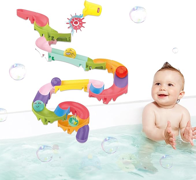Toddler Bath Toys for Kids, DIY Bathtub Toys with Suction Cups, Fun Baby Shower Toys with Slide Track Birthday Gift for 2 3 4 5 6 Yeas Old Boys and Girls Bath Time