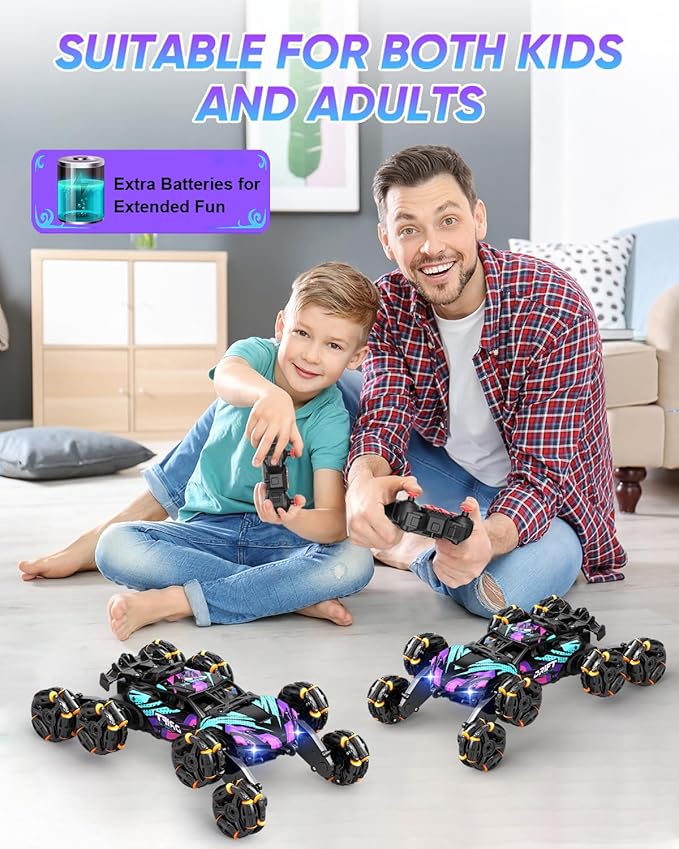 Minetom Gesture Sensing Stunt RC Cars, 8WD Remote Control Climbing Car Toys for Age 6-8, Transform Drift Off Road Vehicle Toy for Kids 9 10 11 12 Years Old Christmas Birthday Gifts for Boys & Girls