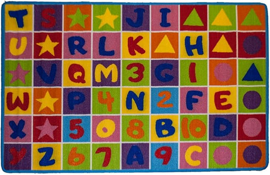 Kids Rug Numbers and Letters Area Rug 3' x 5' (3'3" X 4'9") (39" x 56") (99cm x 142cm) Non Slip Gel backingNUMBERS and Letters