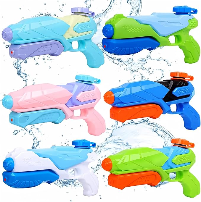 Water Guns for Kids 6 Pack Ages 4-8-12 Squirt Guns Water Pistol Super Soaker Blaster Bulk Long Range Water Fighting Toys Best Gifts for Boys Girls Adults Summer Swimming Pool Outdoor