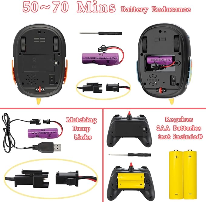 2Pcs Remote Control Cars Toys, Rechargeable RC Speed Bumper Cars, Mini Remote Controlled Ejector Vehicles for Kids Ages 3-8 with Parental Guidance, Birthday Toy Gifts for Toddler Child Teen