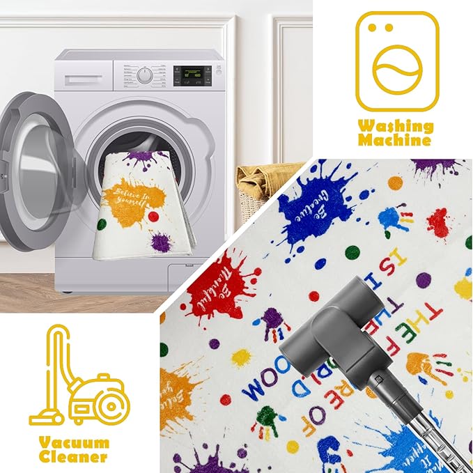 Colorful Positive Affirmation Kids Rug, Inspirational Motivational Quotes Washable Area Rug for Kids Bedroom, Non-Slip Play Mat Ultra Soft Indoor Plush Rugs for Playroom Classroom Nursery Decor