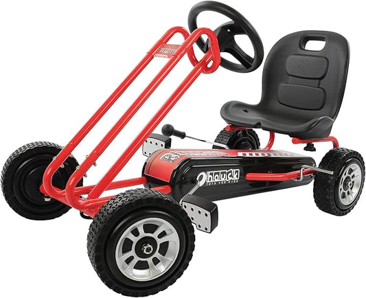 hauck Ride On Pedal Go Kart Toy w/ Adjustable Bucket Seat, for Boys & Girls Ages 4-8, Red