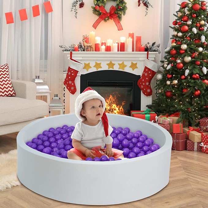 Ball Pit Balls 100 Phthalate Free BPA Free Crush Proof 2.16 Inches Plastic Balls for Ball Pit Ideal Gift for Toddlers Babies Kids Pool Water Toys Play Tent, Purple