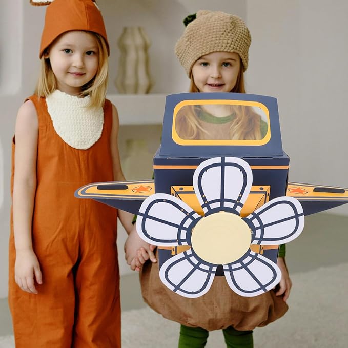 SAFIGLE Wearable Airplane Toy for Kids - DIY Paper Aircraft with Rotating Fan, Blue, 30.51x36.41x18.11 Inches, Fun Outdoor Play and Learning Experience Flying Airplanes for Kids