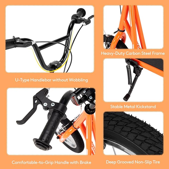 Goplus Youth Kick Scooter, Kids Kick Scooter W/ 12-Inch Air Filled Wheels, Carbon Steel Frame, Adjustable Handlebar, Front and Rear Dual Brakes, Ride On Toys for Adults Teens 8+