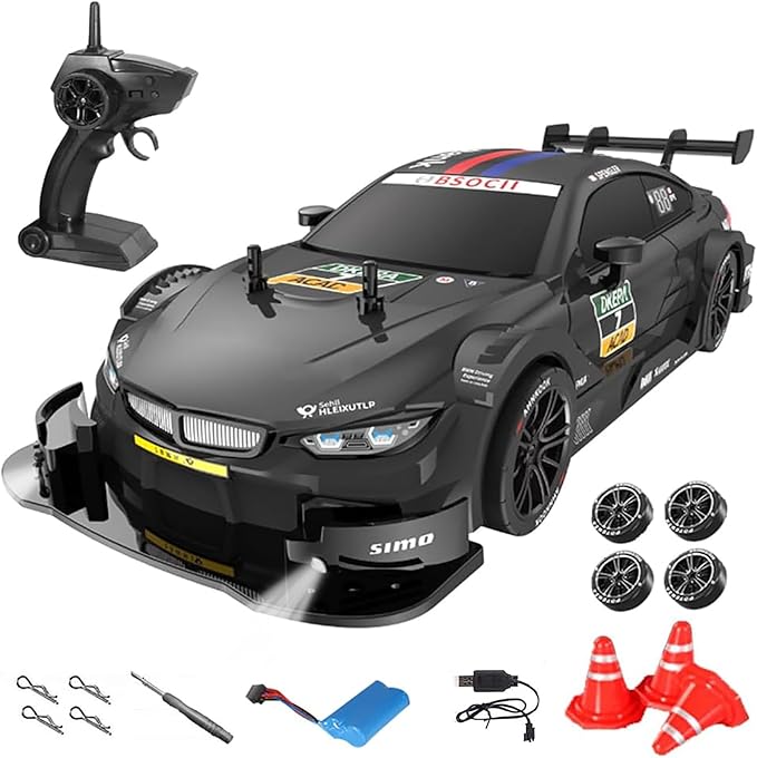 Remote Control Drift Car, 1:16 Scale Electric RC With LED Lights 2.4GHz 4WD 40km/h RTR High Speed Racing Sport Toy for Adults Boys Girls Kids Gifts (Black)