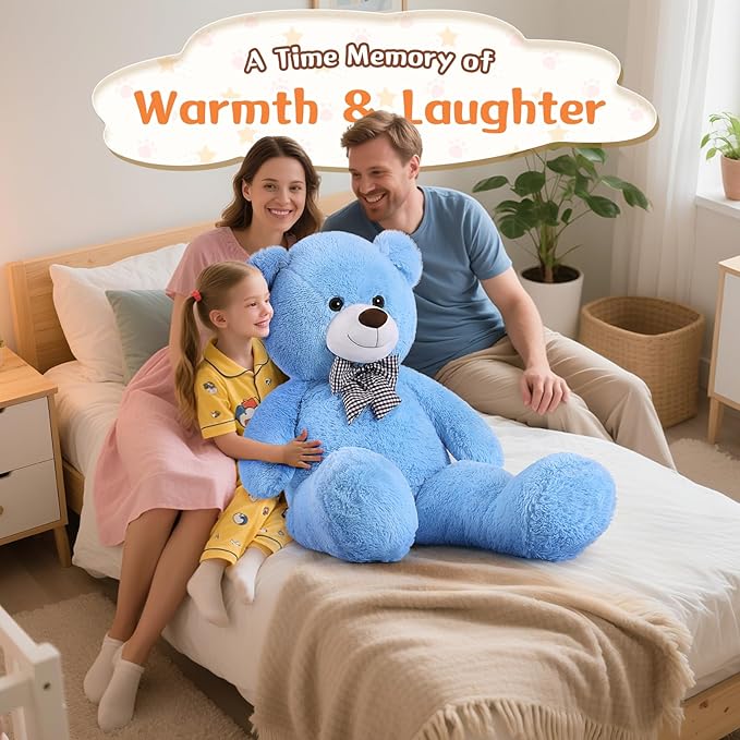MorisMos Giant Teddy Bear, 47in Big Teddy Bear Stuffed Animals Plush, 4 Feet Large Bear for Girlfriend Gifts, Blue