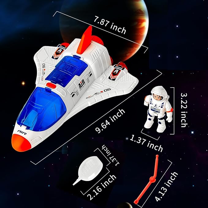 Spaceship Shuttle Toy with Astronaut Figure - Fun Rocket Ship Space Toys for Kid, Space Toys for Boys 5-8 Planet Toys with Lights Spray and Sound