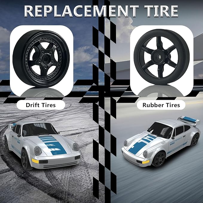 RC Drift Car 1:24 Remote Control Car 4WD 15KM/H High Speed Racing Sport Car with LED Lights RC Cars Toy Cars for Kids Boys Girls Adults Gifts Birthday Christmas Rechargeable Batteries