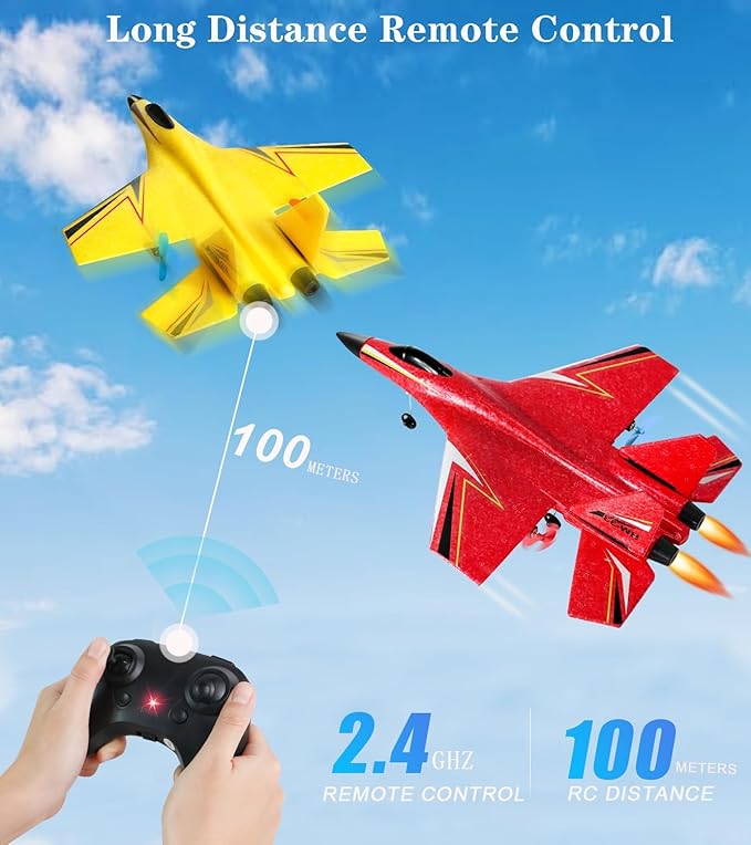 RC Plane for Kids Over 12 Years and Up,2CH Foam Remote Control Airplane Wireless Toys,Hobby RC Glider Aircraft Gifts for Beginners Boys Girls Adult Red