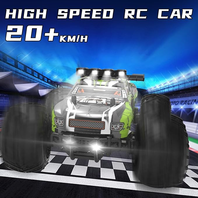 Remote Control Car,RC Cars Toy,High Speed 20 KM/H RC Truck Off-Road with 2 Headlights and 2 Rechargeable Battery,Dinosaur Toys Gift for Adult Boys 8-12
