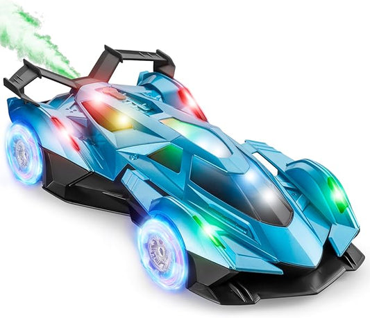 SASBSC Lambo Remote Control Car for Boys 4-7 8-12 Drift Rc Cars with 360° Rotation, Spray, Music & Lights 1:12 Rechargeable Rc Car Toys 10-12km/h Sport Race Toy Cars Gifts for Kids (Blue)