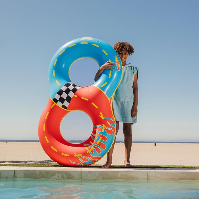 Hot Wheels & FUNBOY Racetrack Double Tube Float for Kids - 2 Person 60'' Large Size