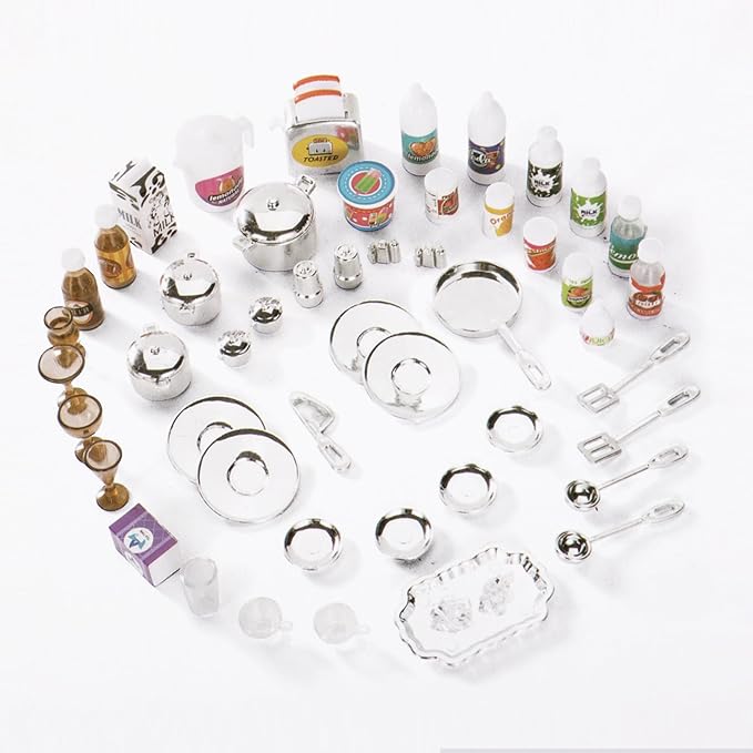 Doll Kitchen Playset for Kids, My Modern Mini Kitchen House Furniture Pretend Play Toy Accessories Set with Realistic Lights & Sounds for Toddlers, Girls (5-in-1 Kitchen Set)