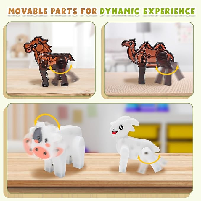 Magnetic Tiles for Kids Ages 4-8, Farm Magnet Tile Set with Animals for Toddlers Ages 3+ Boys Girls, Magnets Building Blocks Toy for Travel, Stem Educational Toys for Preschool