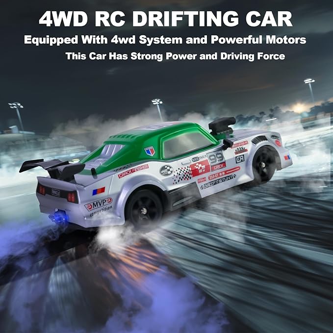 YUZ RC Drift Car Remote Control Car 1:16 2.4GHz 4WD 18KM/H High Speed RC Car with LED Lights Spray Racing Toy Car Rechargeable Batteries for Adults Boys Girls Kids Birthday Gift