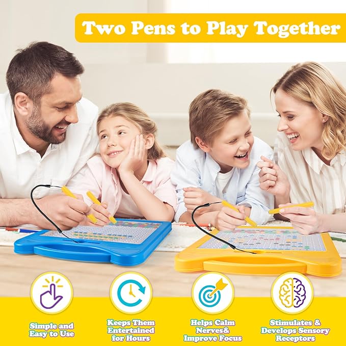 Magnetic Drawing Board for Kids, Toddler Magnet Doodle Board with 2 Pens, Magnetic Dot Art, Fine Motor Skills Toys, Airplane Travel Essentials Toys for Boys Girls (Yellow Cat)
