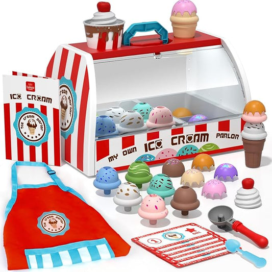 Lehoo Castle Ice Cream Toys for Toddlers 3-5, Toys for 3+ Year Old Girls, Ice Cream Play Set for Kids Ages 2-4, Play Ice Cream Counter Shop, Gift for Girls Boys 3 4 5 6 Year Old