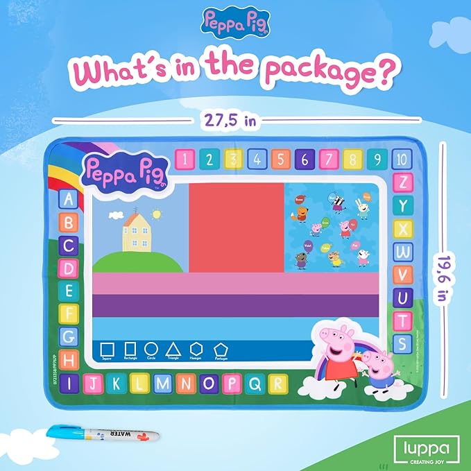 Kids Toys Water Doodle Mat - Peppa Pig Reusable Painting Writing Color Doodle Mat Drawing Board, Toddler Educational Toys for Age 3 and Up Year Old Girls & Boys (50cm x 70cm)